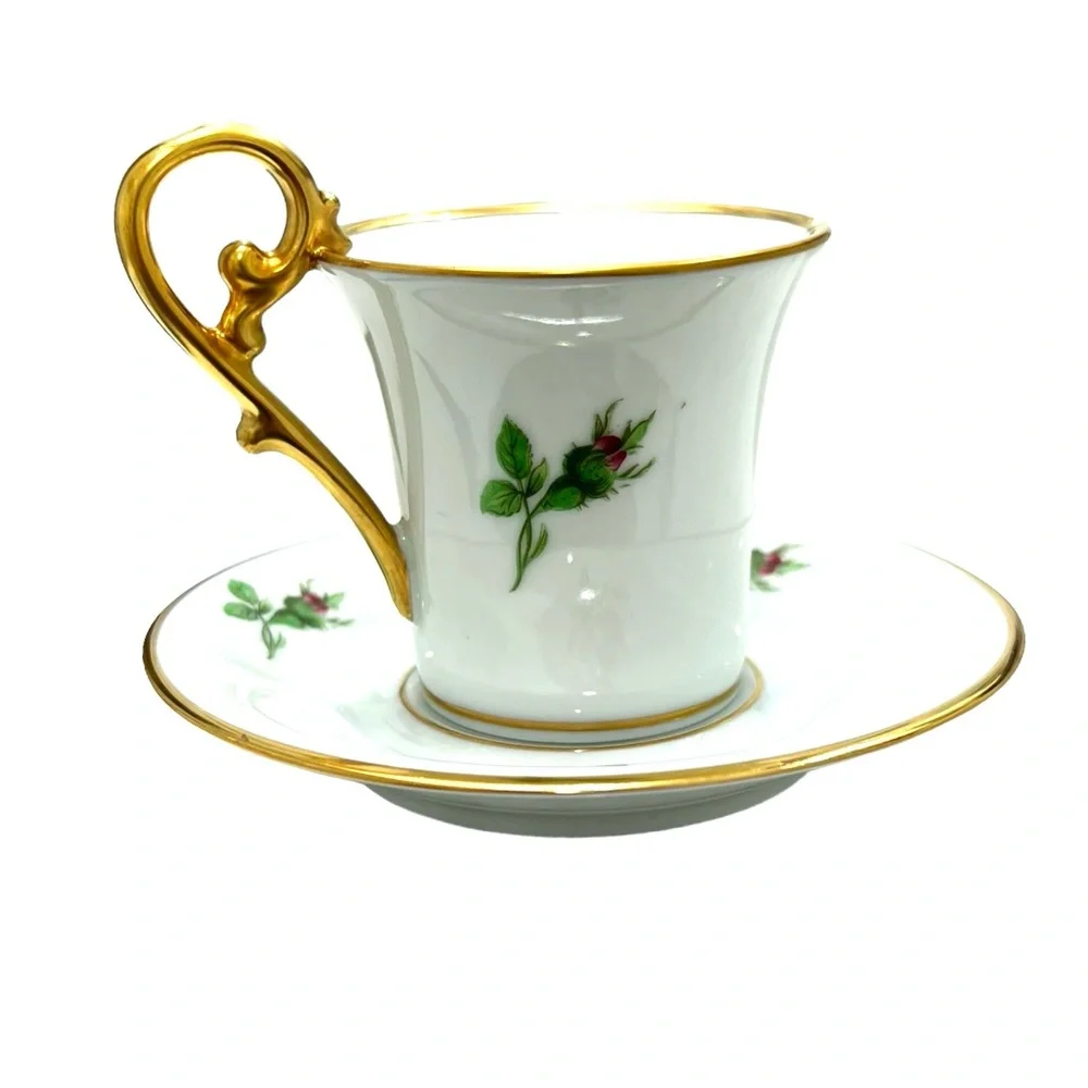 AK KAISER FLORAL DEMITASSE CUPS & SAUCERS - SET OF 3 #1531Circa 1950s-70s